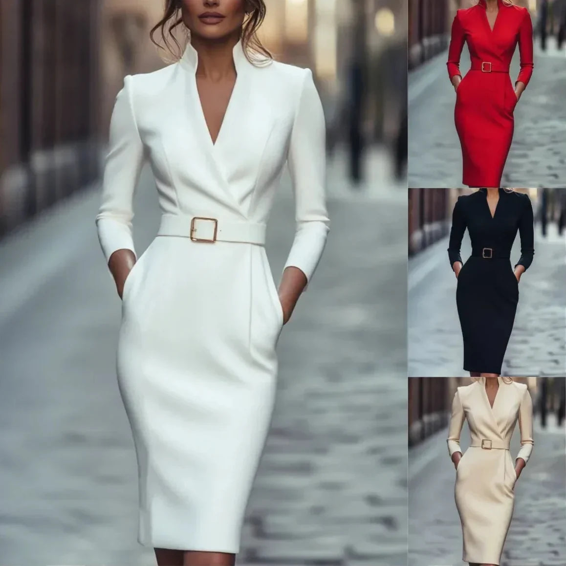 Elena Belted Jersey Midi Dress