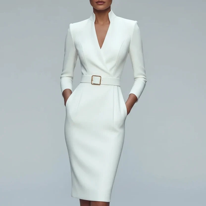 Elena Belted Jersey Midi Dress
